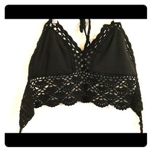 Black bikini tee top for festivals and concerts